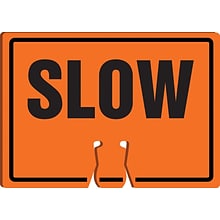 Accuform Traffic Cone Top Warning Sign, SLOW, 10 x 14, Plastic (FBC758)