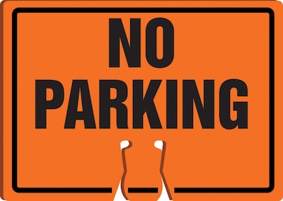 Accuform Traffic Cone Top Warning Sign, NO PARKING, 10 x 14, Plastic (FBC756)