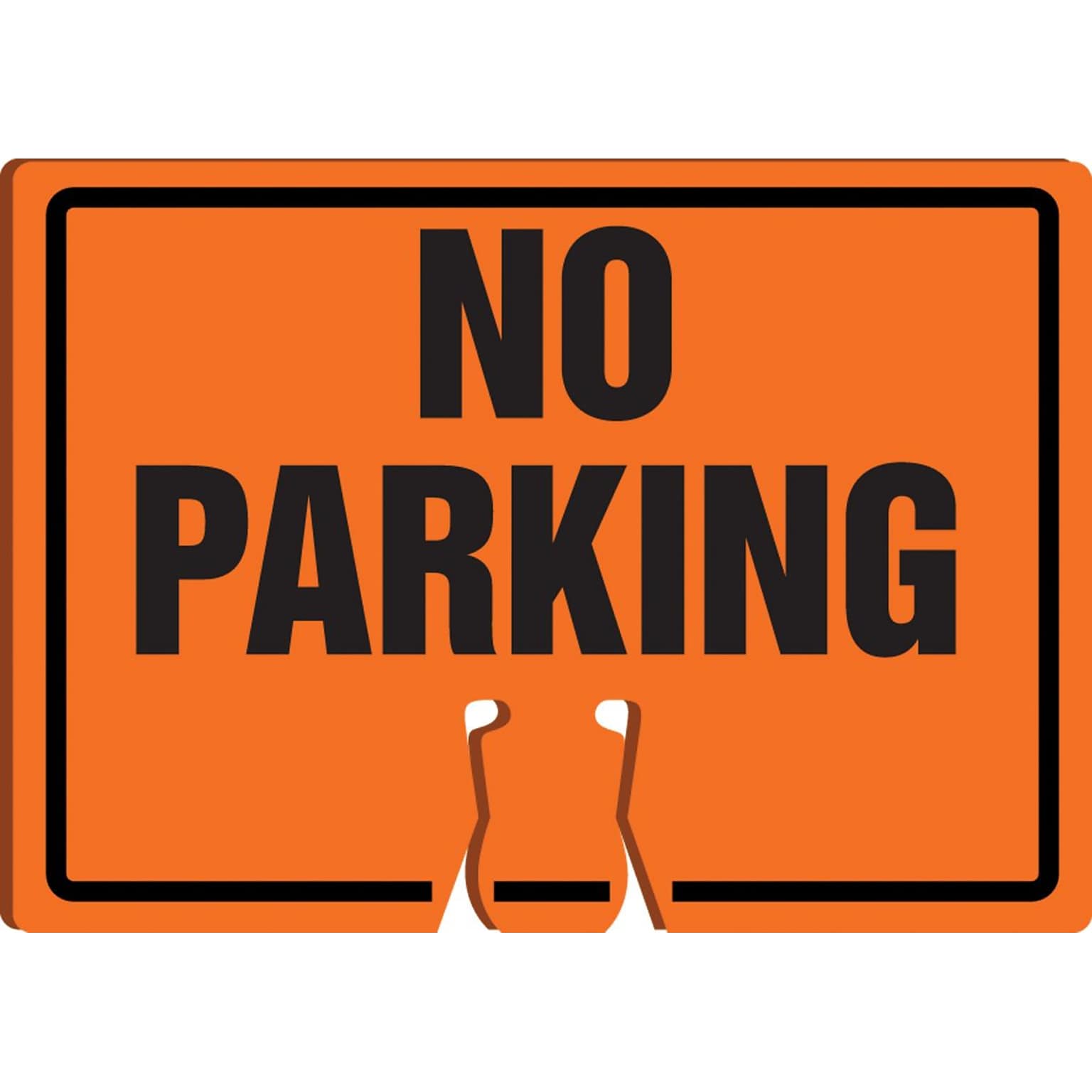 Accuform Traffic Cone Top Warning Sign, NO PARKING, 10 x 14, Plastic (FBC756)