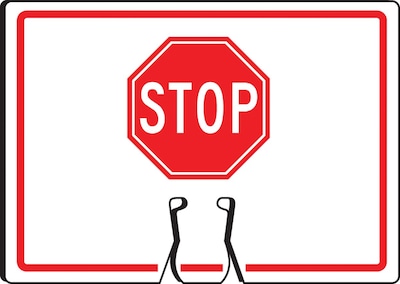 Accuform Traffic Cone Top Warning Sign, (STOP SIGN SYMBOL), 10 x 14, Plastic (FBC738)