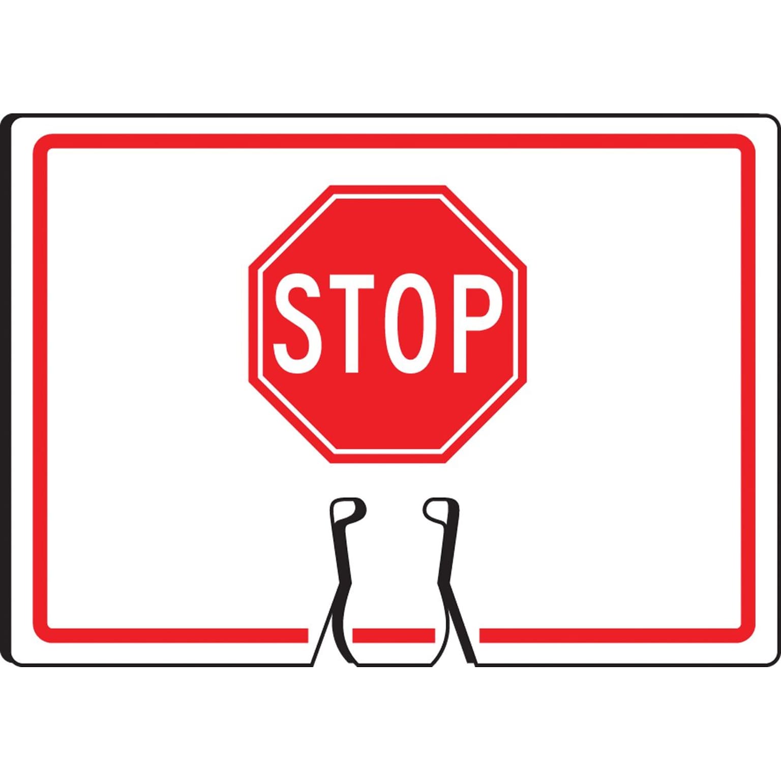 Accuform Traffic Cone Top Warning Sign, (STOP SIGN SYMBOL), 10 x 14, Plastic (FBC738)