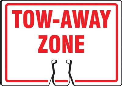 Accuform Traffic Cone Top Warning Sign, TOW-AWAY ZONE, 10 x 14, Plastic (FBC739)