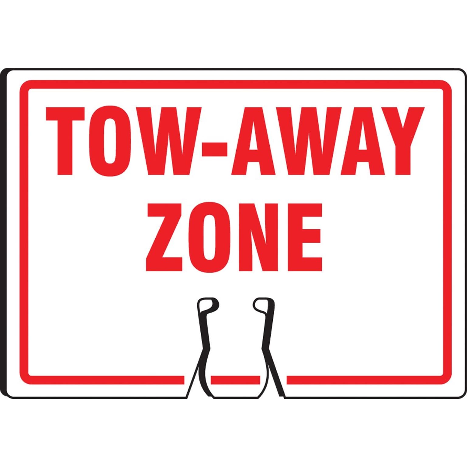 Accuform Traffic Cone Top Warning Sign, TOW-AWAY ZONE, 10 x 14, Plastic (FBC739)