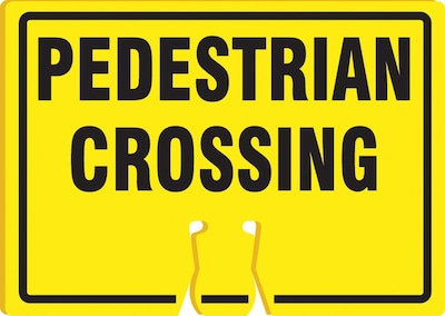 Accuform Traffic Cone Top Warning Sign, PEDESTRIAN CROSSING, 10 x 14, Plastic (FBC728)