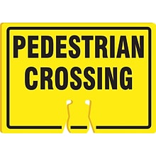Accuform Traffic Cone Top Warning Sign, PEDESTRIAN CROSSING, 10 x 14, Plastic (FBC728)