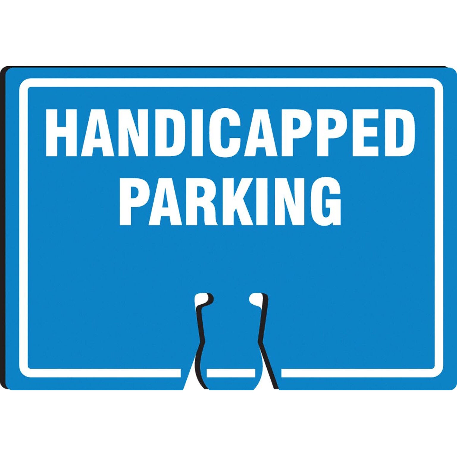 Accuform Traffic Cone Top Warning Sign, HANDICAPPED PARKING, 10 x 14, Plastic (FBC777)