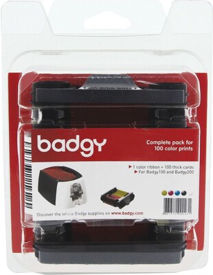 Badgy Color Ribbon for 100 Prints with Cleaner, YMCKO