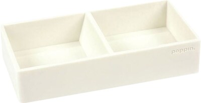 Poppin Softie This + That 2-Compartment Silicone Accessory Tray, White (100439)