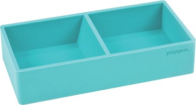 Poppin This + That 2-Compartment Silicone Accessory Tray, Aqua (100440)