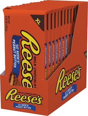 Reeses XL Peanut Butter Milk Chocolate Candy Bar, 4.25 oz., 12/Carton (HEC44266)