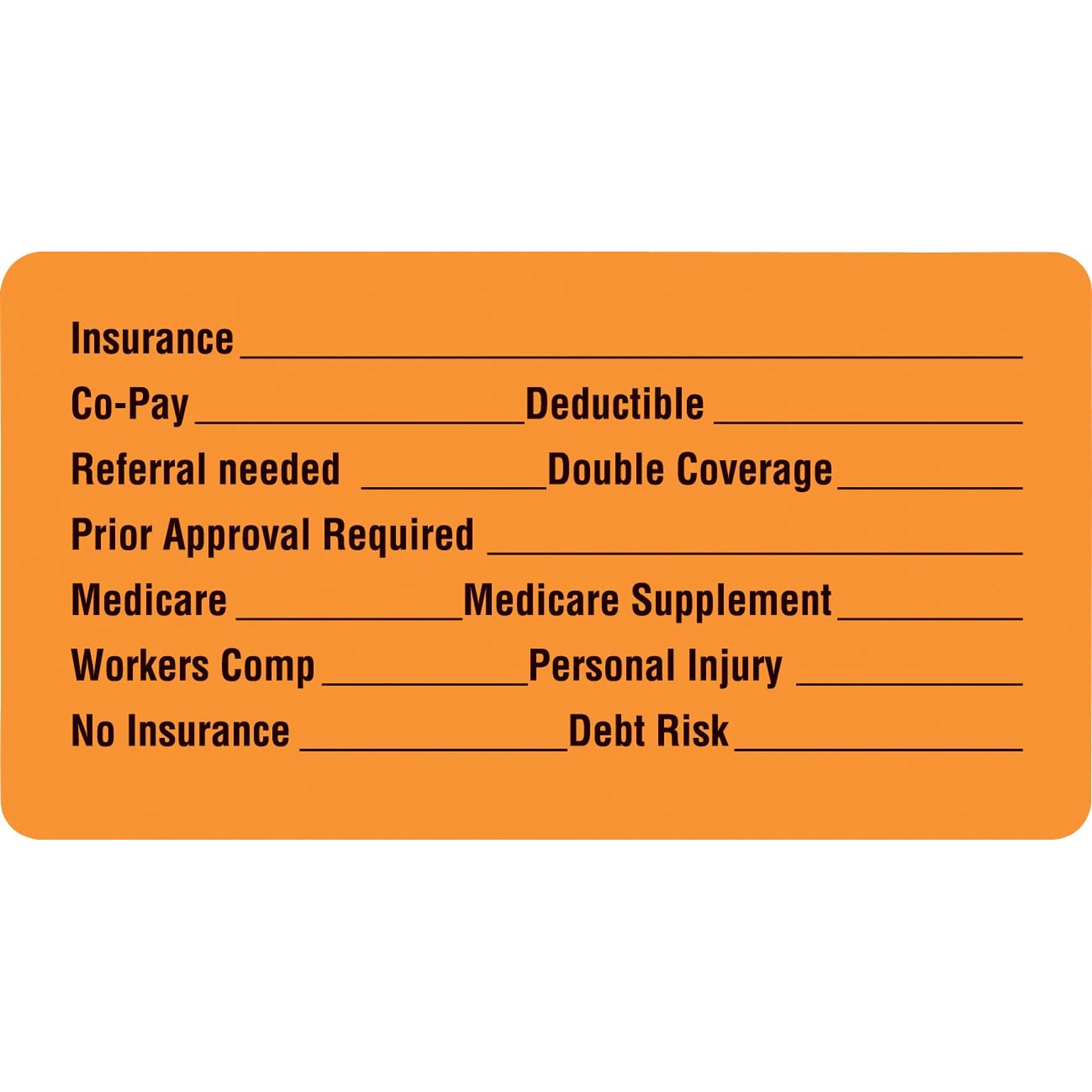 Medical Arts Press® Insurance Chart File Medical Labels, Insurance Information, Fl Orange, 1-3/4x3-1/4, 500 Labels