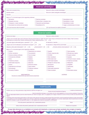 Medical Arts Press® Registration Forms without Updates Section; Dental Sketch, Spanish