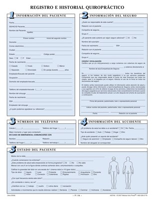 Medical Arts Press® Chiropractic Registration and History Form without Updates; Sky Blue, Spanish