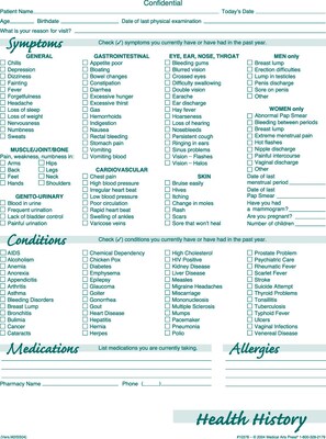Medical Arts Press® Health History Patient Care Form, Green FormFamily™