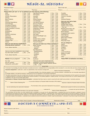 Medical Arts Press® Patient Registration and History Form