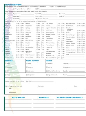 Medical Arts Press® Chiropractic Registration and History Form