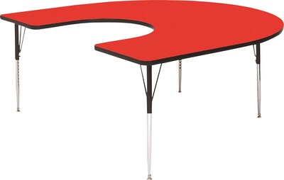 Correll® 60D x 66L Horseshoe Shaped Heavy Duty Activity Table; Red High Pressure Laminate Top