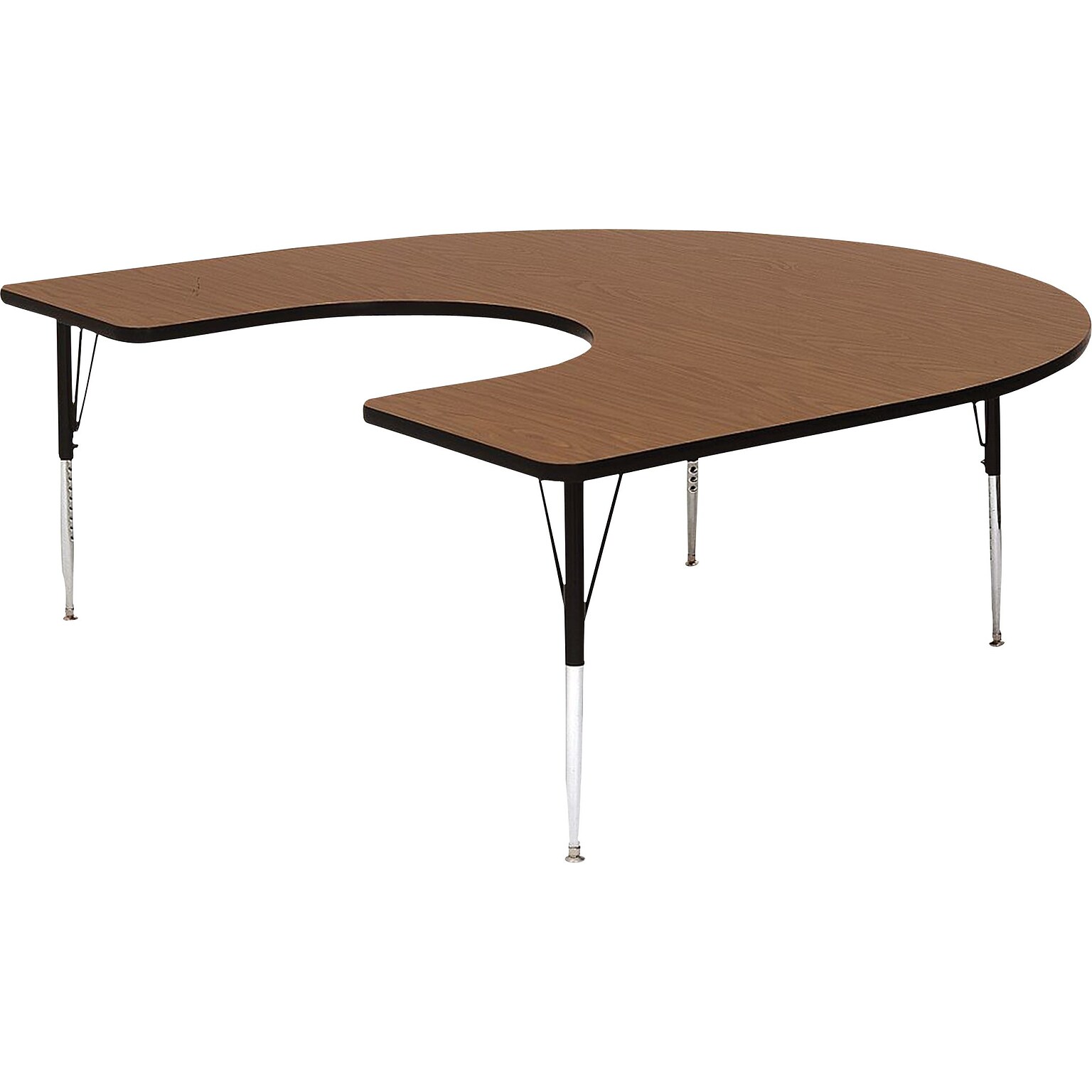 Correll® 60D x 66L Horseshoe Shaped Heavy Duty Activity Table; Walnut High Pressure Laminate Top