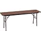 Correll® 18"D x 60"L Folding table; Walnut Melamine Laminate Top