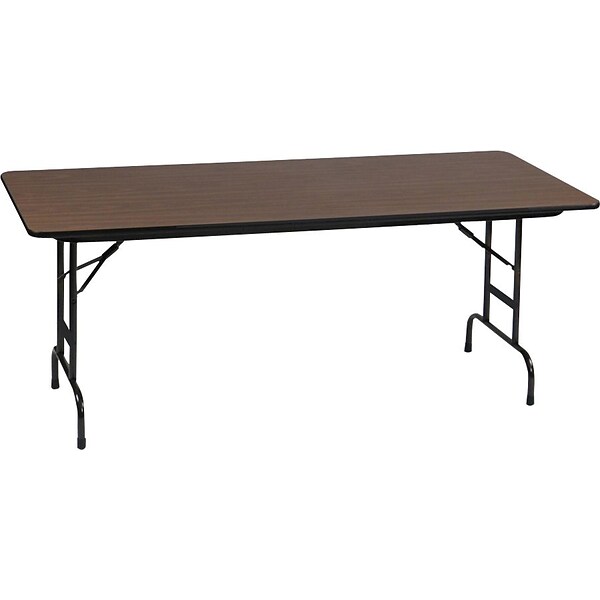 Correll® 30D x 72L Adjustable Height Heavy Duty Folding Table; Walnut Melamine Laminate Top