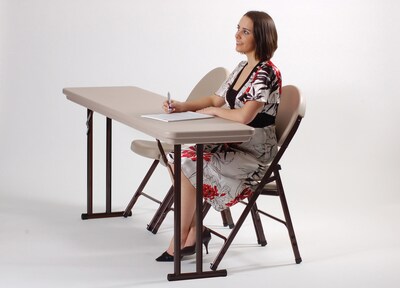 Correll® 18"D x 72"L Heavy Duty Plastic Folding Table; Mocha Granite Top