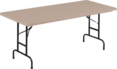 Correll® 24D x 48L Heavy Duty Adjustable Height Plastic Folding Table; Mocha Granite Top