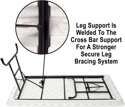 Correll® 24"D x 48"L Heavy Duty Adjustable Height Plastic Folding Table; Gray Granite Top