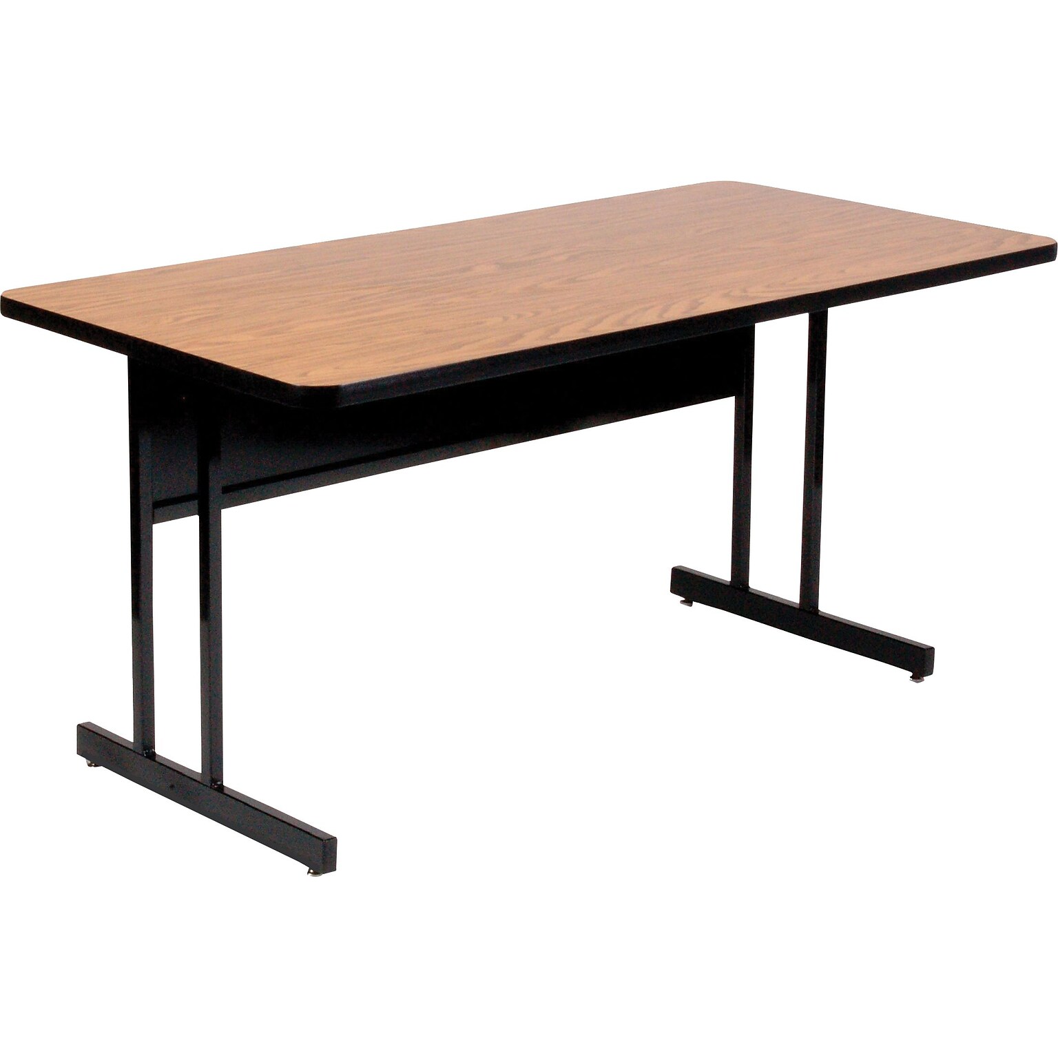 Correll® 24D x 36L Desk Height Heavy Duty Work Station; Medium Oak High Pressure Laminate Top