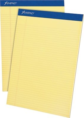 Ampad Legal Pads, 8-1/2 x 11, Narrow Ruled, Canary, 50 Sheets/Pad, 4 Pads/Pack (20-215)