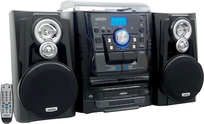 Jensen Bluetooth 3-Speed Stereo Turntable Music System with 3-CD Changer & Dual Cassette Deck (JMC-1