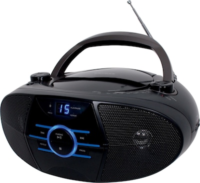 Jensen CD-560 Portable Bluetooth Boombox with CD Player, Black (CD-560)