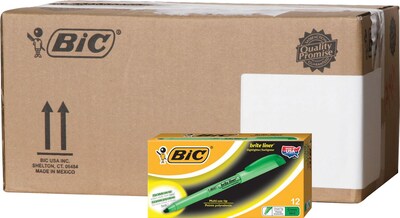 BIC Brite Liner Stick Highlighters, Chisel Tip, Fluorescent Green, 216/Carton (BL11GRNCT)