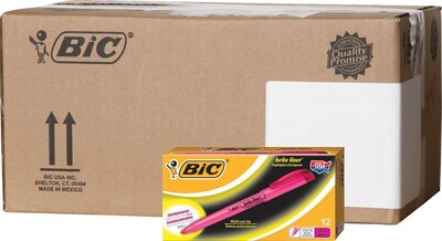 BIC Brite Liner Stick Highlighters, Chisel Tip, Fluorescent Pink, 216/Ct (BL11PNKCT)