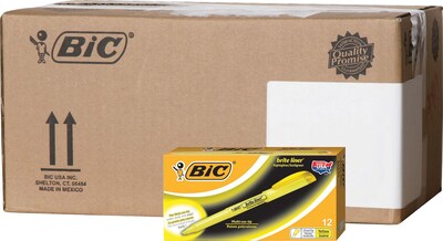 BIC Brite Liner Stick Highlighters, Chisel Tip, Fluorescent Yellow, 216/Carton (BL11YELCT)