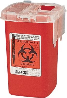 Kendall Sharps Containers, 1 Quart with Clear Lid, 10/Box (SR1Q100900)