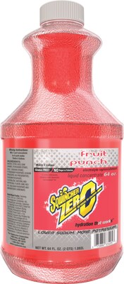 Sqwincher® Zero 5 gal Yield Liquid Concentrate Sugar Free Energy Drink, 64 oz Bottle, Fruit Punch, 6/Carton