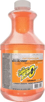 Sqwincher® Lite 5 gal Yield Liquid Concentrate Sugar Free Energy Drink, 64 oz Bottle, Orange, 6/Carton