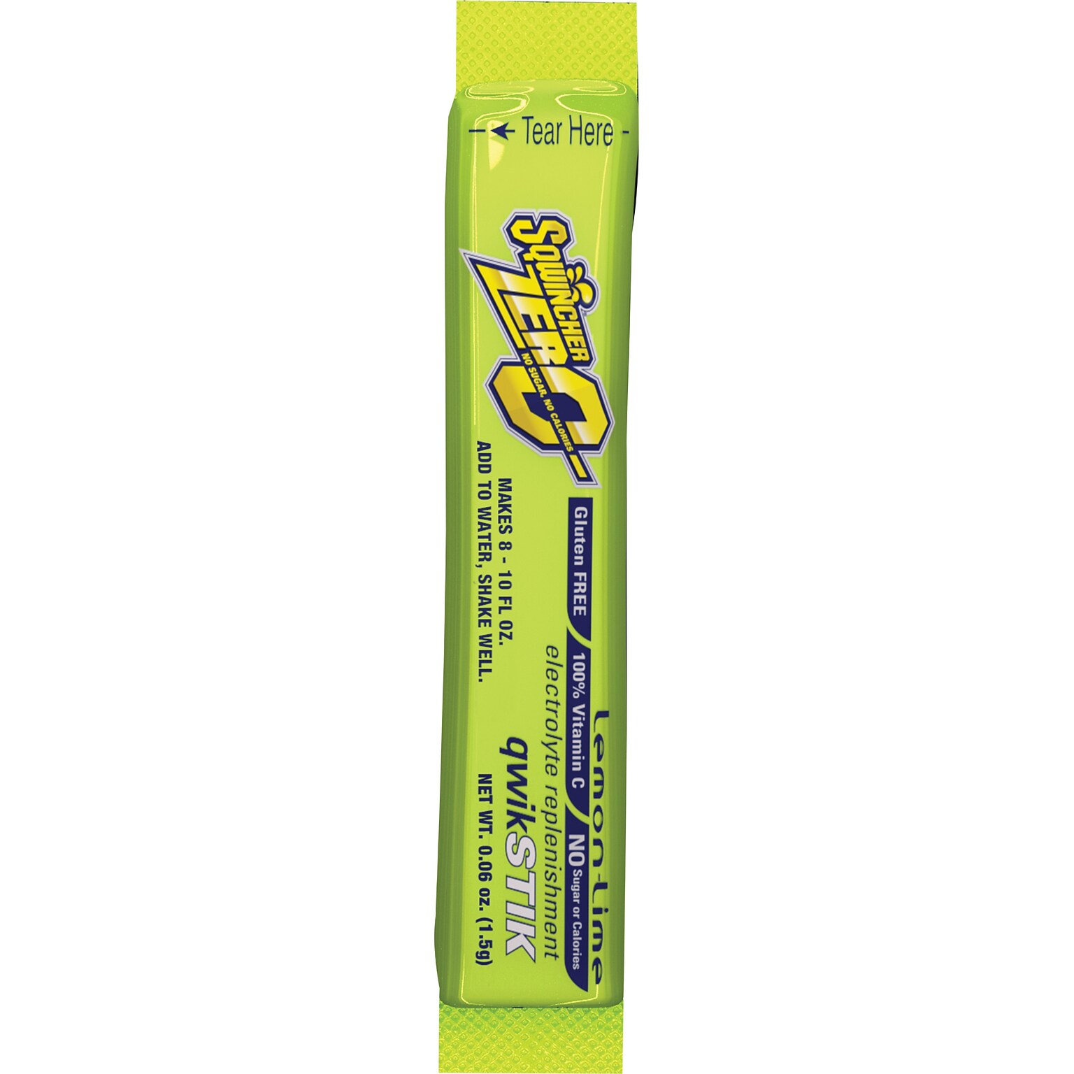 Sqwincher ZERO Qwik Stik Powder Concentrate Energy Drink, 0.6 oz. Stik, Lemon-Lime, 500/Carton (690-060205-LL)