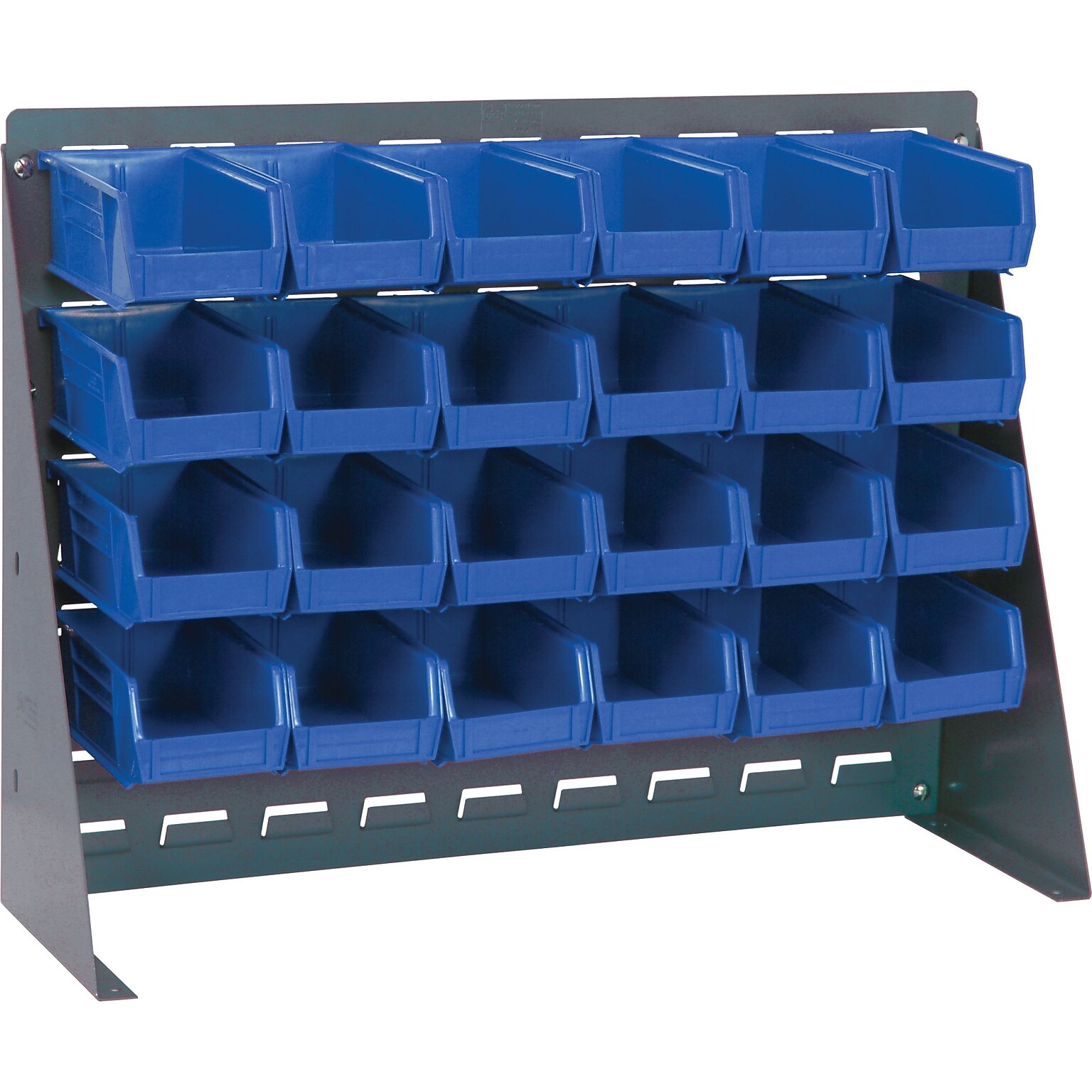 Quantum Storage Systems 27 x 8 x 21 Bench Racks With Bins, Blue, 24/Carton (QBR2721-210-24B)