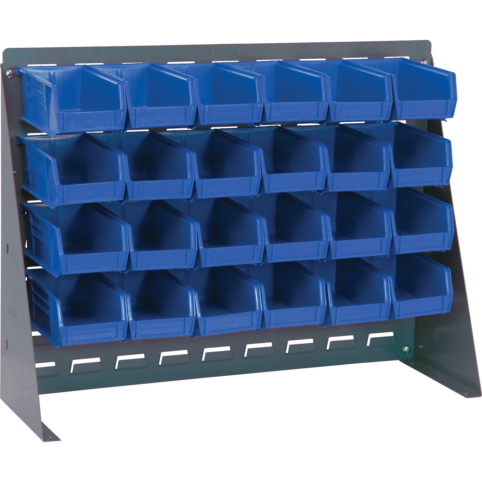 Quantum Storage Systems 27 x 8 x 21 Bench Racks With Bins, Blue, 24/Carton (QBR2721-220-24B)