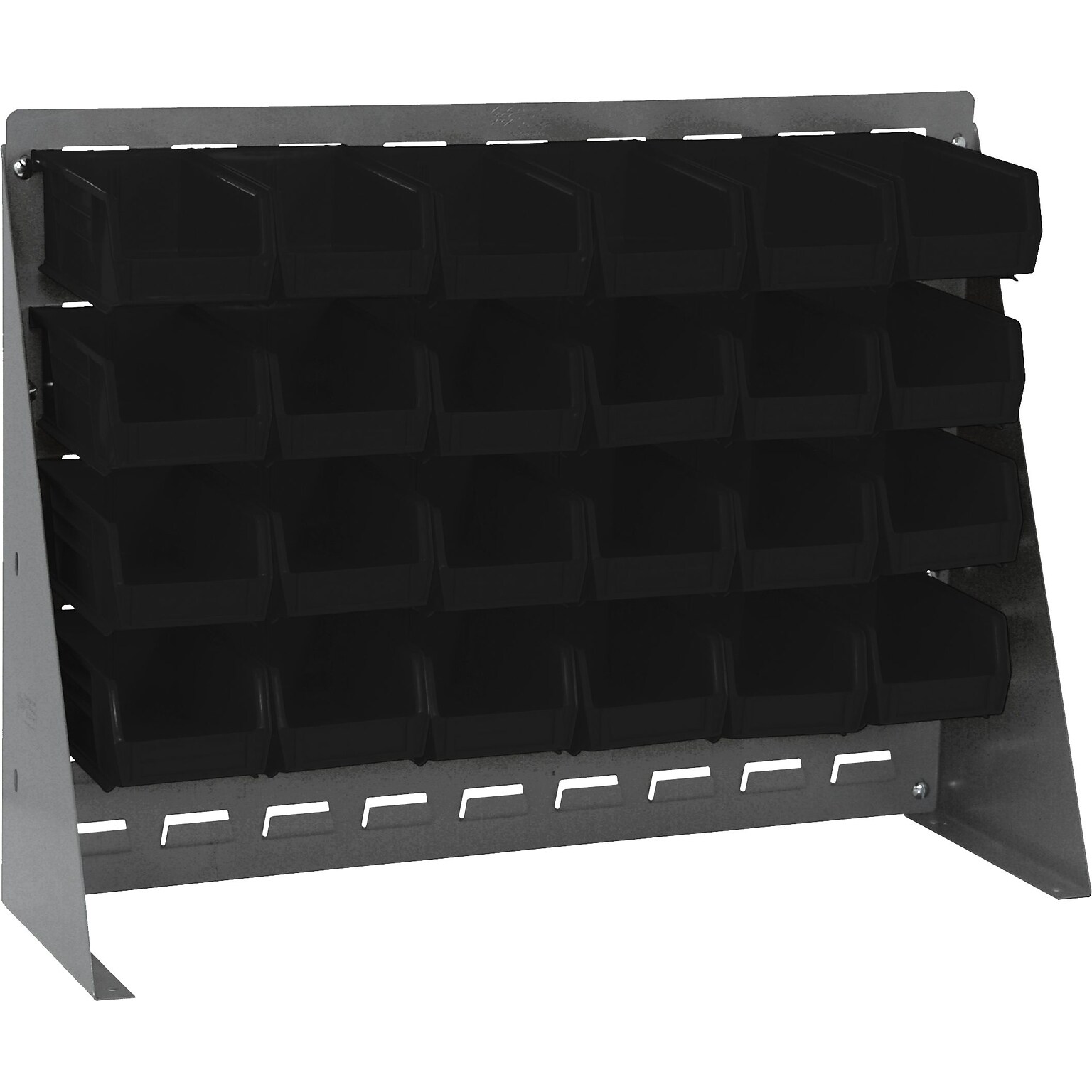 Quantum Storage Systems 27 x 8 x 21 Bench Racks With Bins, Black, 24/Carton (QBR2721-21024BK)