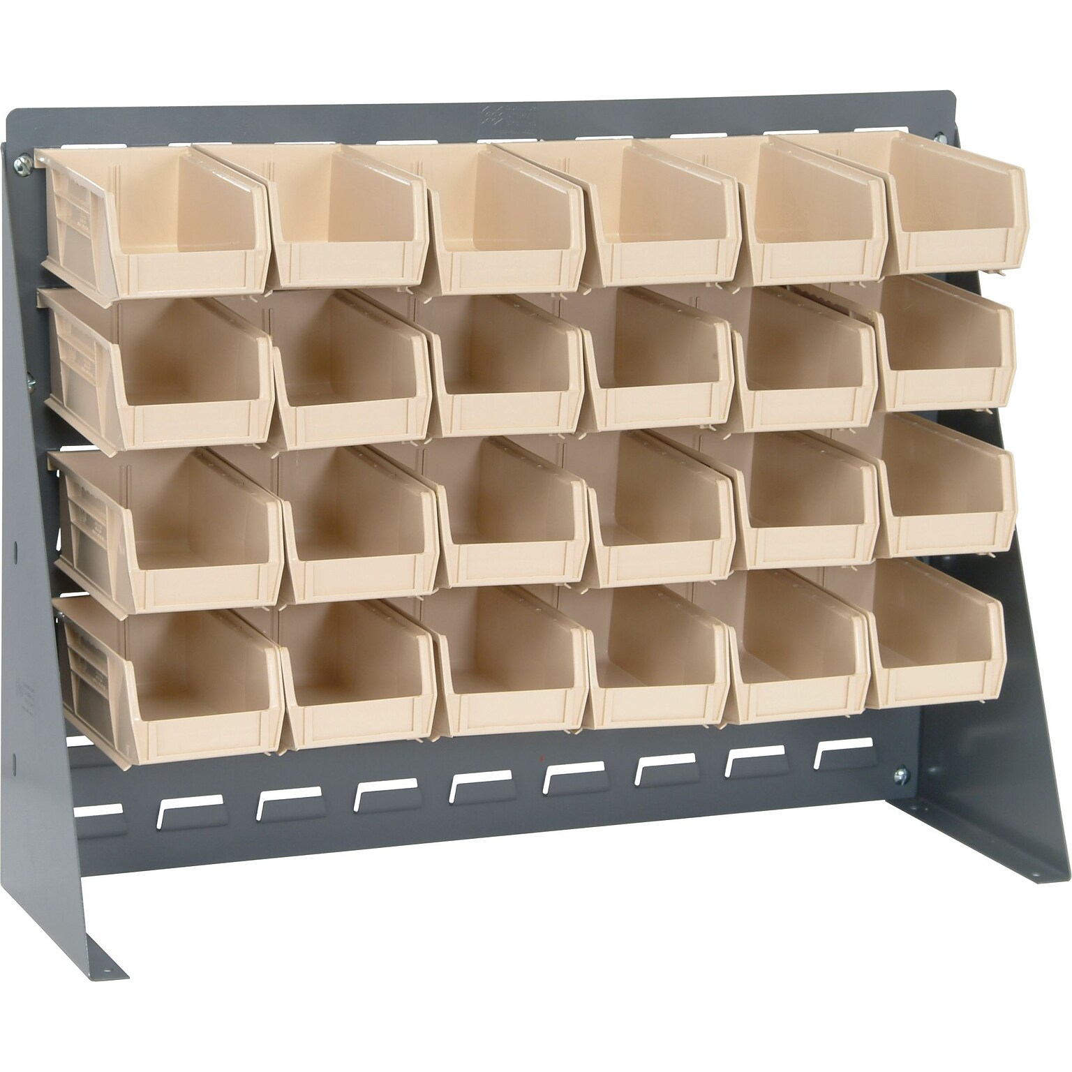 Quantum Storage Systems 27 x 8 x 21 Bench Racks With Bins, Ivory, 24/Carton (QBR2721-220-24I)