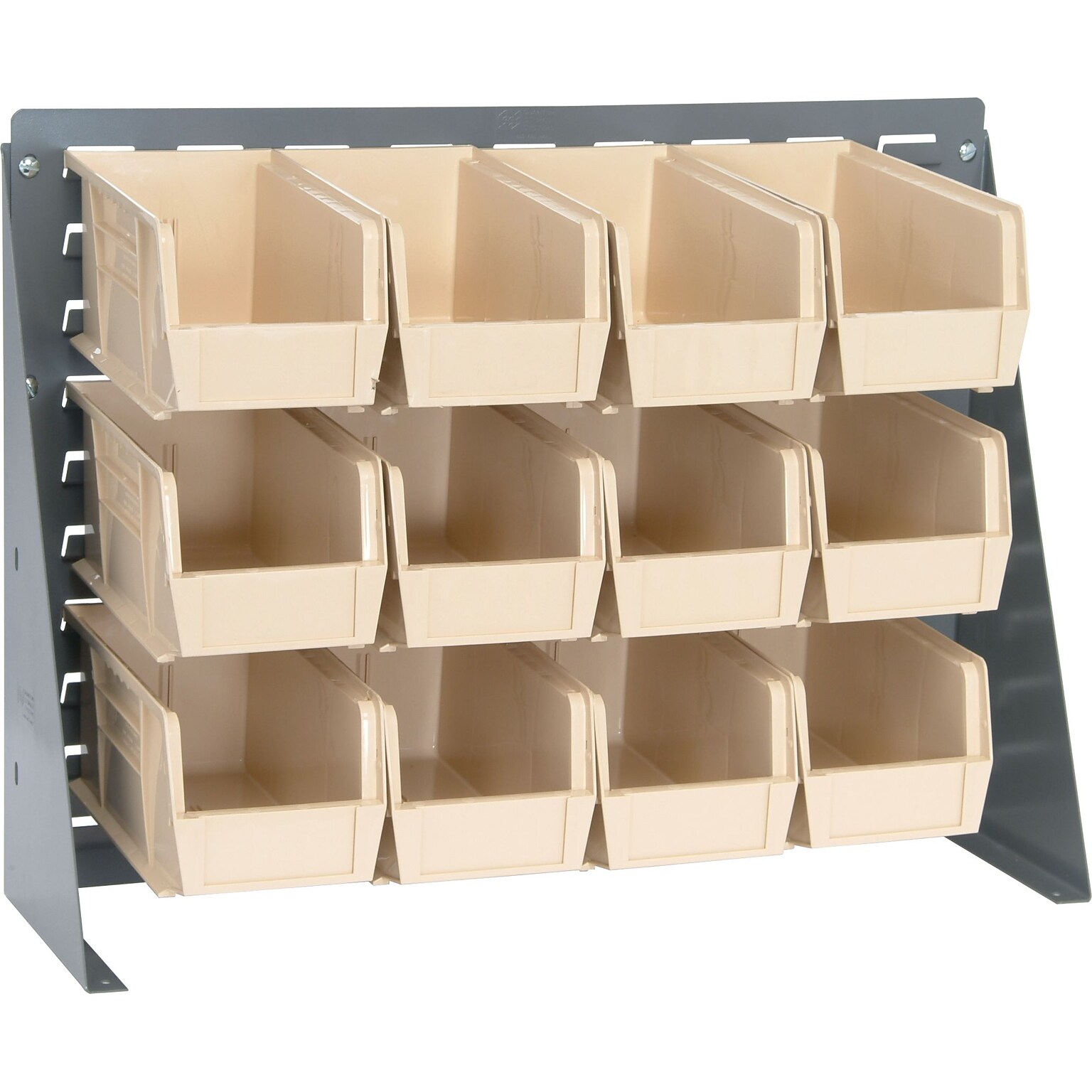 Quantum Storage Systems 27 x 8 x 21 Bench Racks With Bins, Ivory, 12/Carton (QBR2721-230-12I)