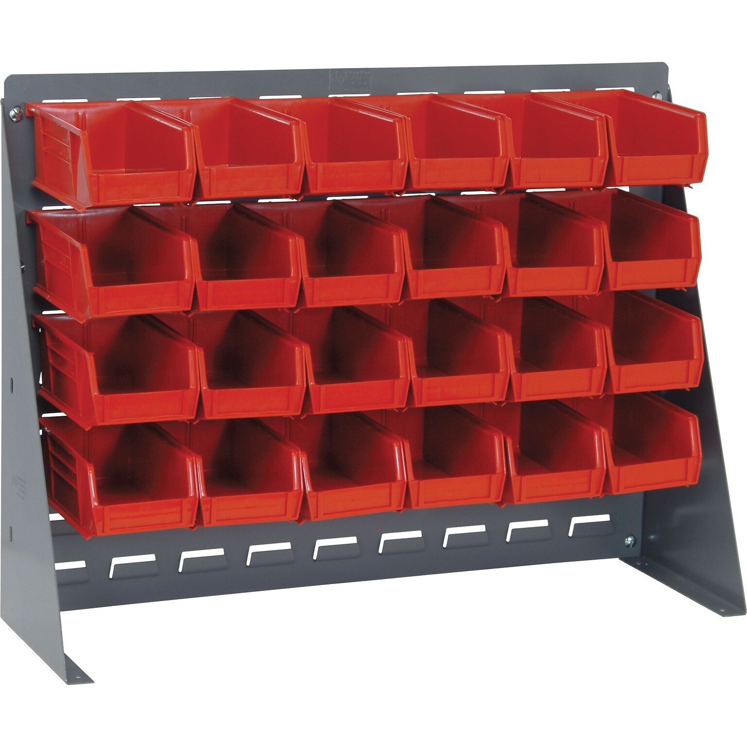 Quantum Storage Systems 27 x 8 x 21 Bench Racks With Bins, Red, 24/Carton (QBR2721-210-24R)