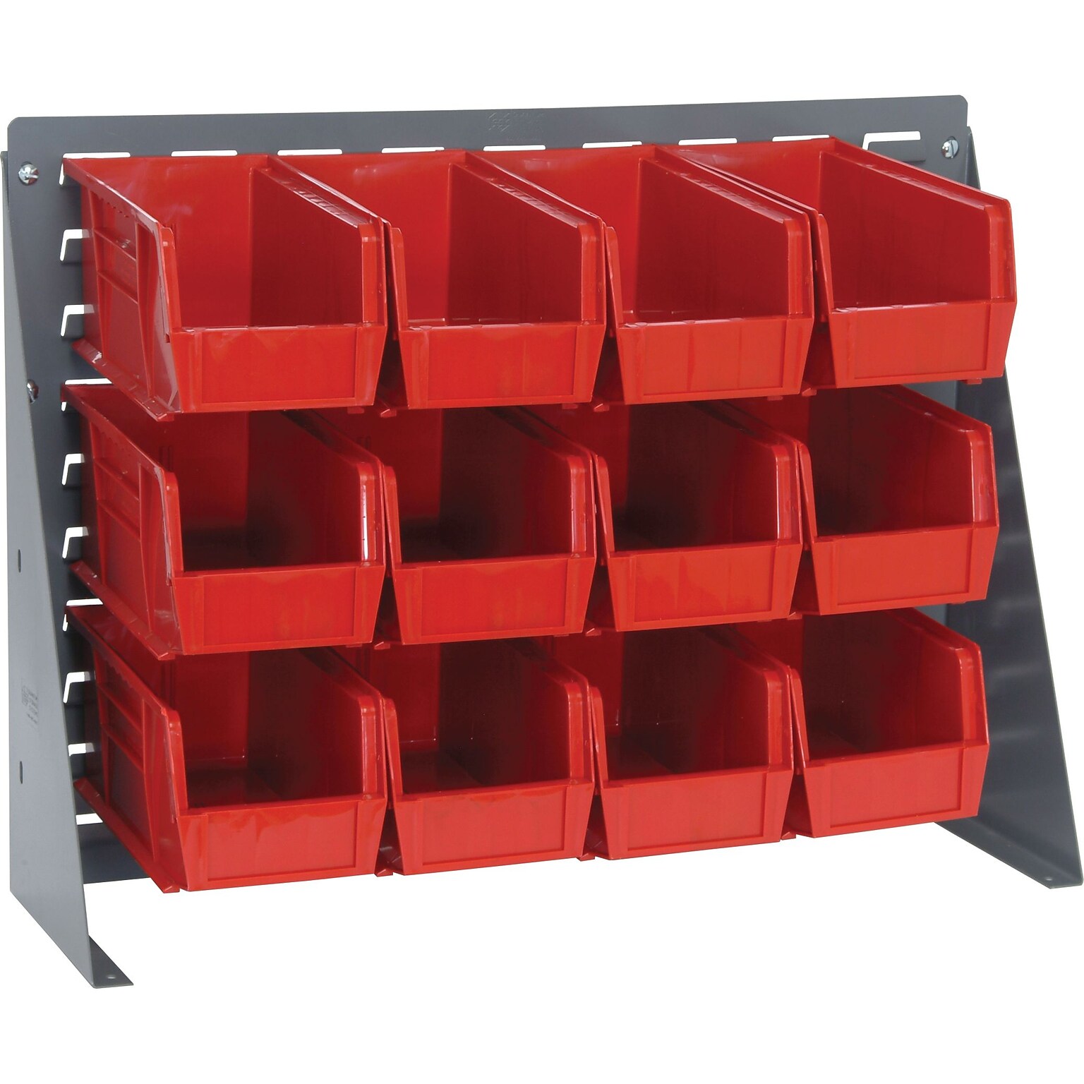 Quantum Storage Systems 27 x 8 x 21 Bench Racks With Bins, Red, 12/Carton (QBR2721-230-12R)