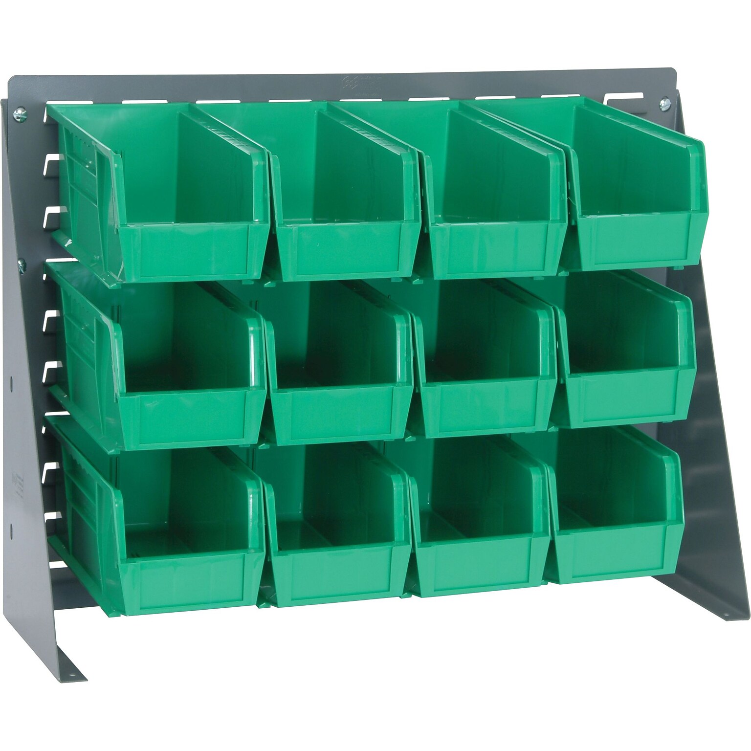 Quantum Storage Systems 27 x 8 x 21 Bench Racks With Bins, Green, 12/Carton (QBR2721-230-12G)