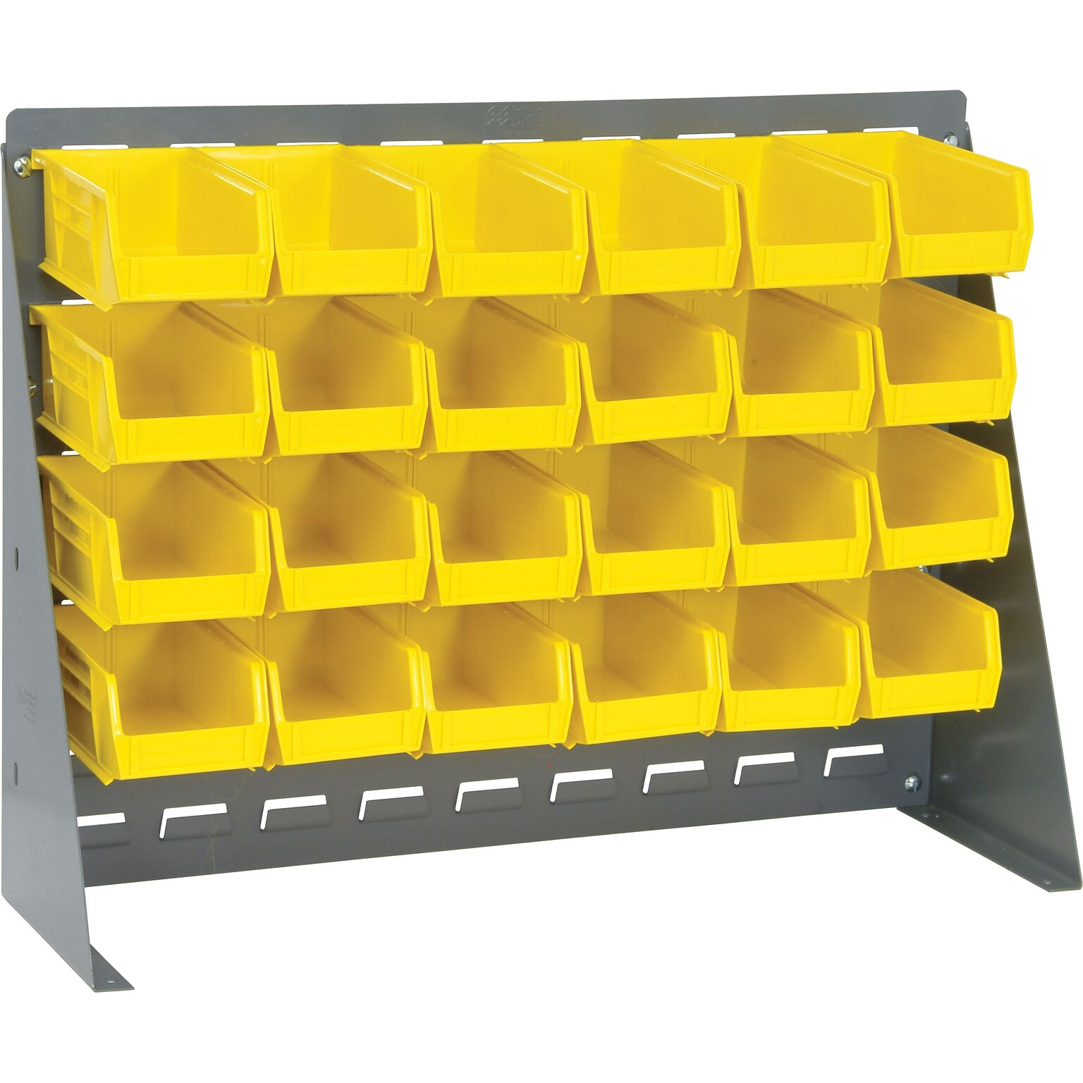 Quantum Storage Systems 27 x 8 x 21 Bench Racks With Bins, Yellow, 24/Carton (QBR2721-210-24Y)