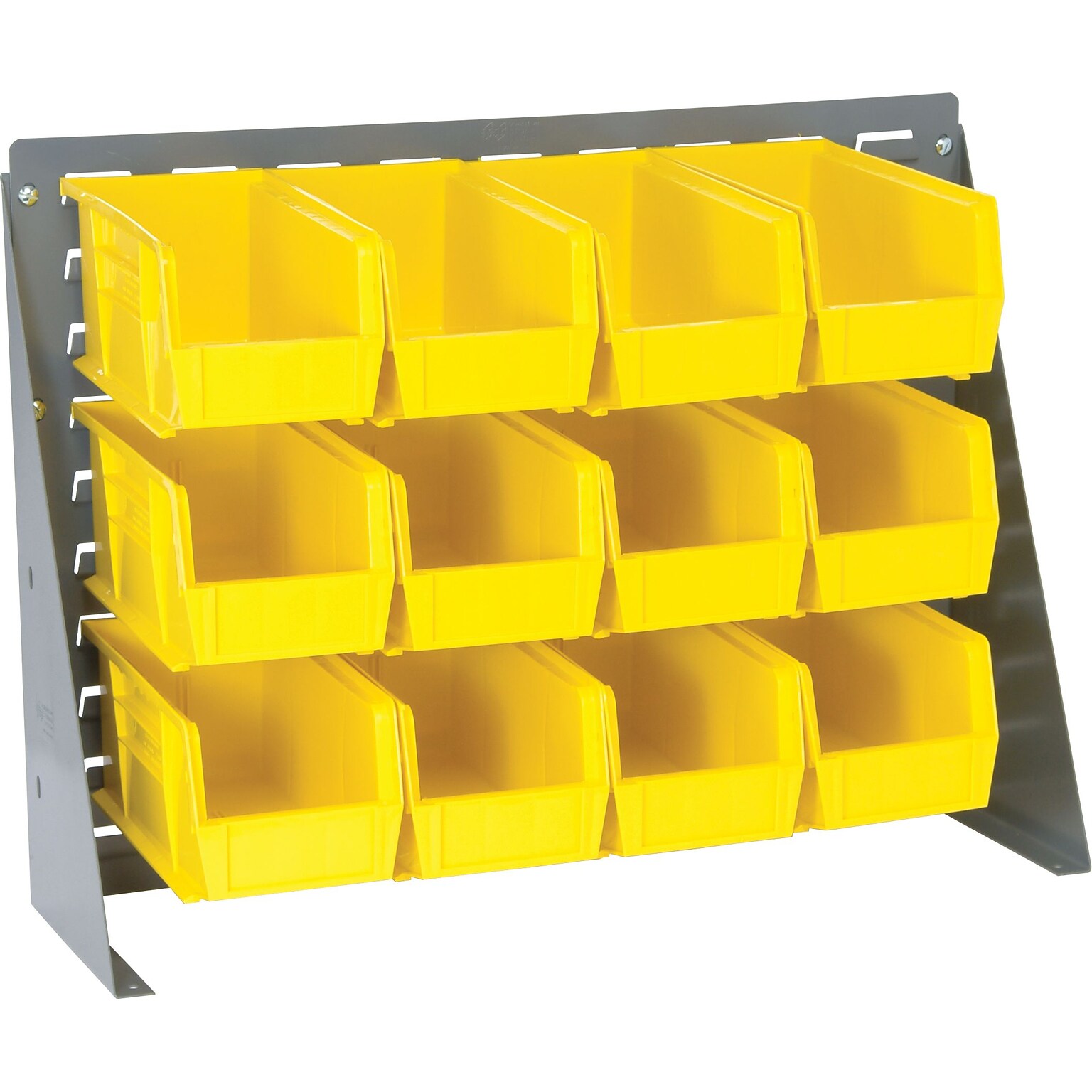 Quantum Storage Systems 27 x 8 x 21 Bench Racks With Bins, Yellow, 12/Carton (QBR2721-230-12Y)