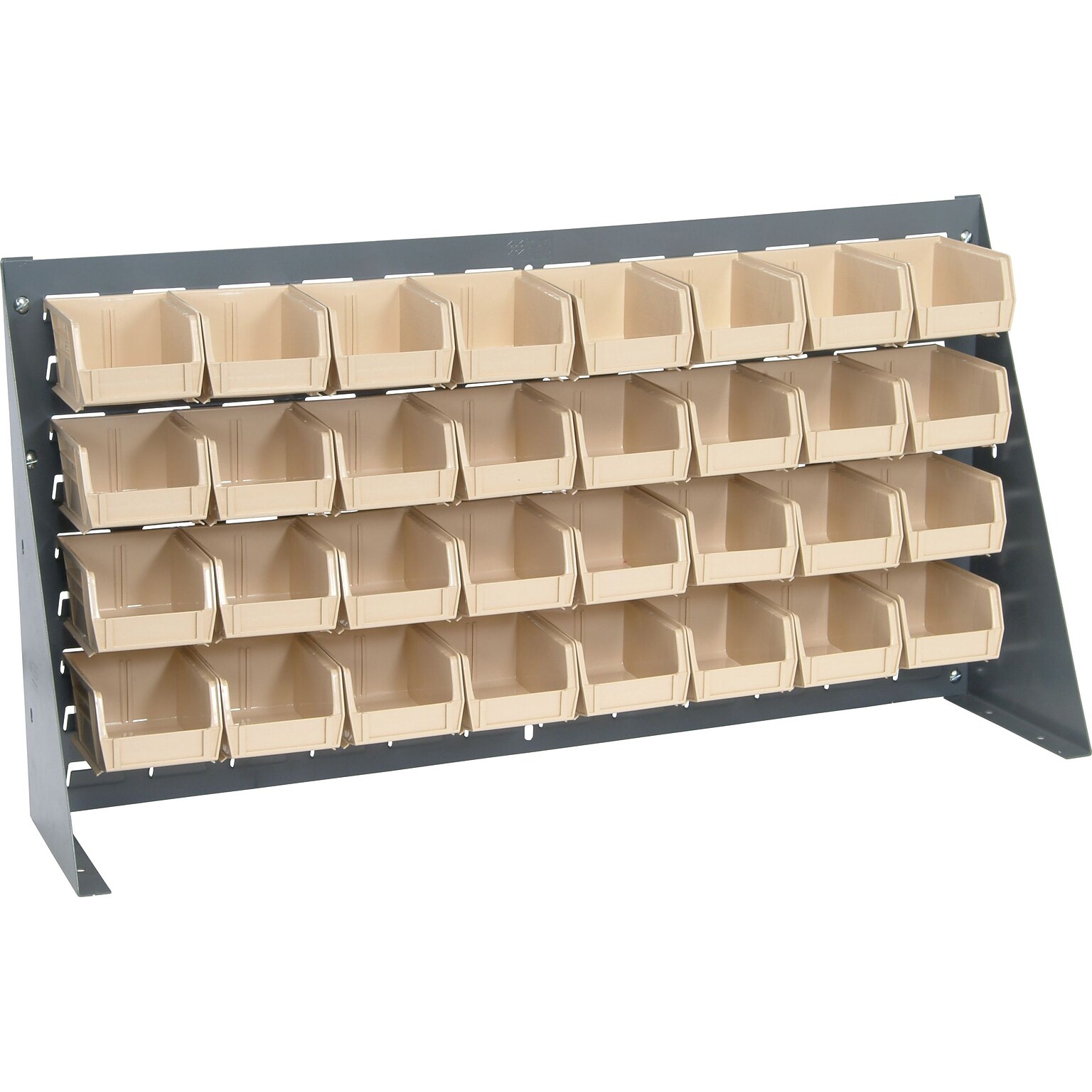 Quantum Storage Systems 36 x 8 x 19 Bench Racks With Bins, Ivory, 32/Carton (QBR3619-210-32I)