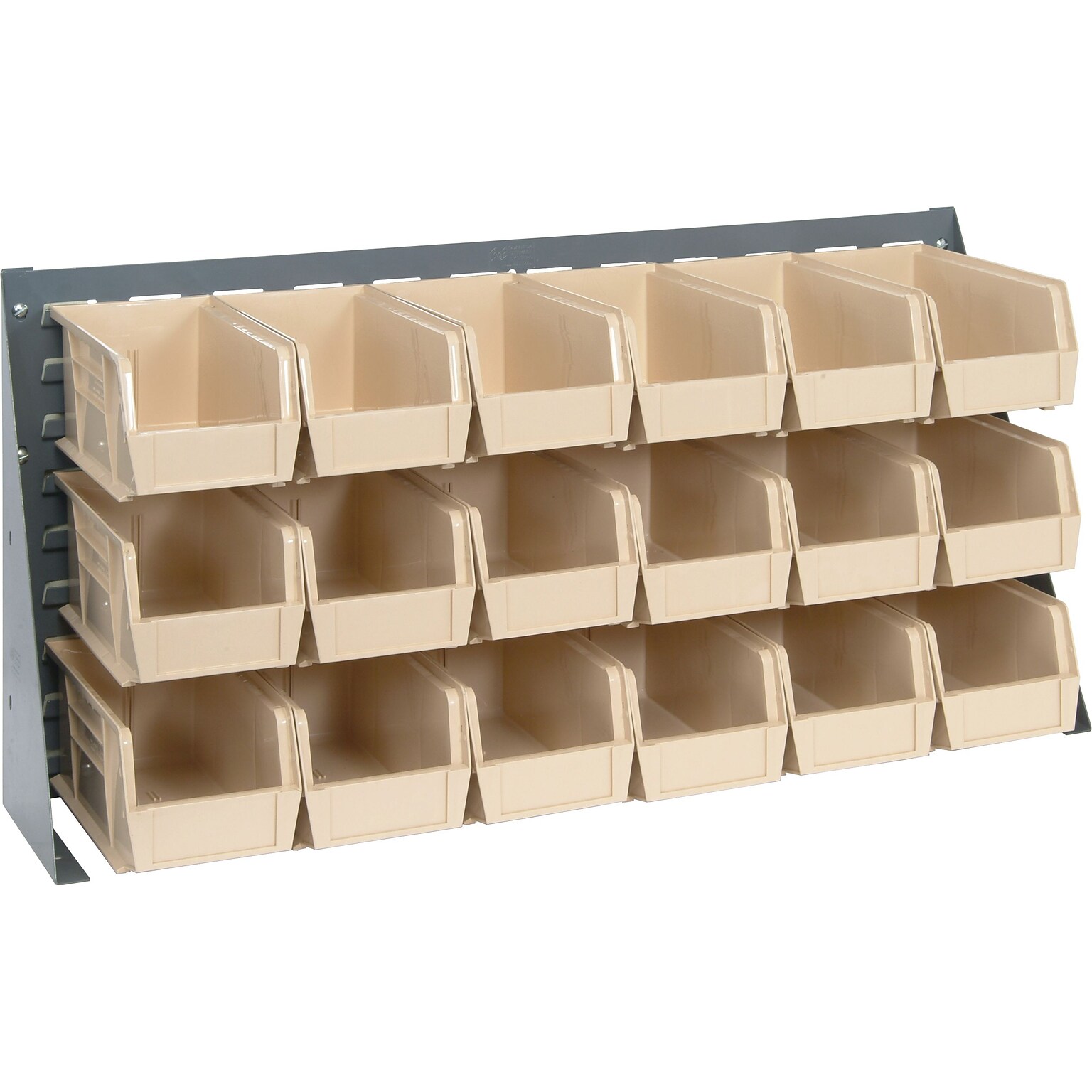 Quantum Storage Systems 36 x 8 x 19 Bench Racks With Bins, Ivory, 18/Carton (QBR3619-230-18I)